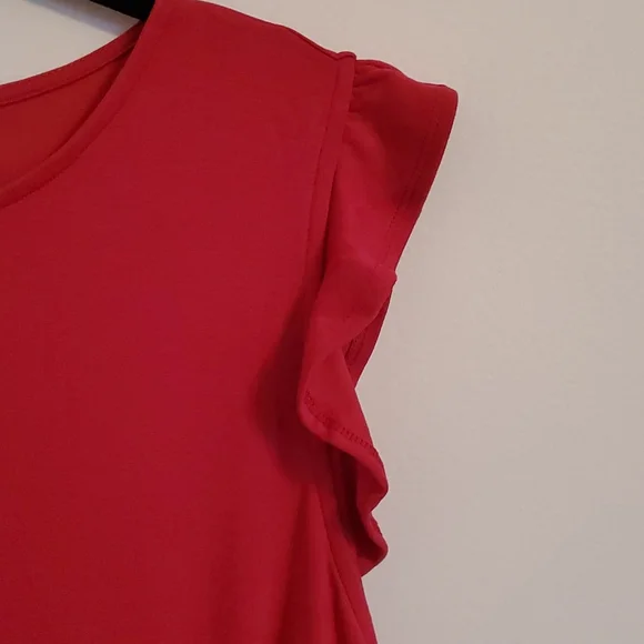 👗Old Navy Sleeveless Ruffle-Trim Sheath Dress for Women Pink Tangiers NWT👗 - Picture 4 of 8